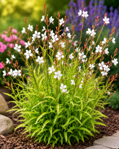 Gaura Corrie's Gold P9 sadzonka 0,5l - dwubarwne liście i motylkowate kwiaty