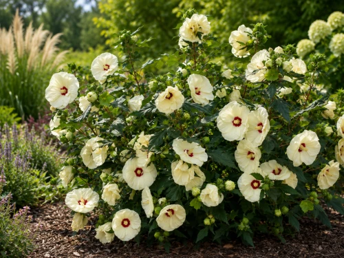 Hibiskus Bagienny French Vanilla P9 sadzonka 0,5l - obfite kwitnienie